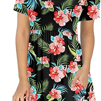 LONGYUAN Women's Short Sleeve Casual Dresses Hide Belly Fat Loose Fit Sundress w
