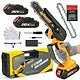SALEM MASTER Mini Chainsaw 6-inch with 2 Battery Cordless Handheld Small Chain Saw for Tree Branch Wood Cutting