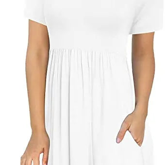 LONGYUAN Women's Short Sleeve Casual Dresses Hide Belly Fat Loose Fit Sundress w