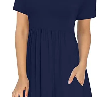 LONGYUAN Women's Short Sleeve Casual Dresses Hide Belly Fat Loose Fit Sundress w