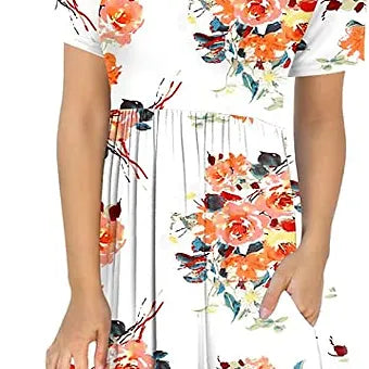 LONGYUAN Women's Short Sleeve Casual Dresses Hide Belly Fat Loose Fit Sundress w