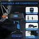 Yyton Cordless Portable Tire Inflator Kit, W/ 2000-mAh Battery, 12V DC Adapter, Nozzle Accessories & Fuse, LED Light and Bag
