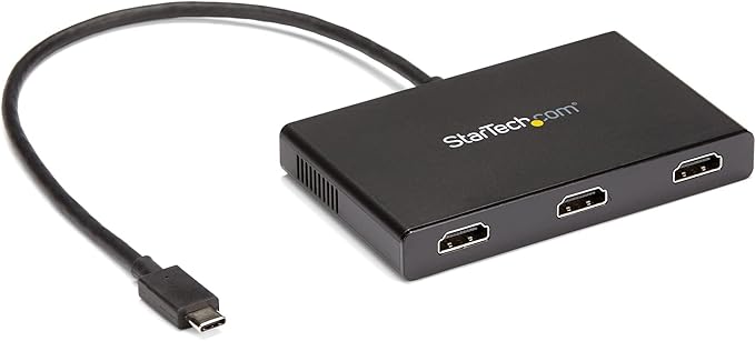 StarTech.com 3-Port USB-C Multi-Monitor Adapter, USB Type-C to 3x HDMI MST Hub, Triple 1080p 60Hz HDMI Laptop Display Extender / Splitter, Extra-Long Built-In Cable, Windows Only (MSTCDP123HD)