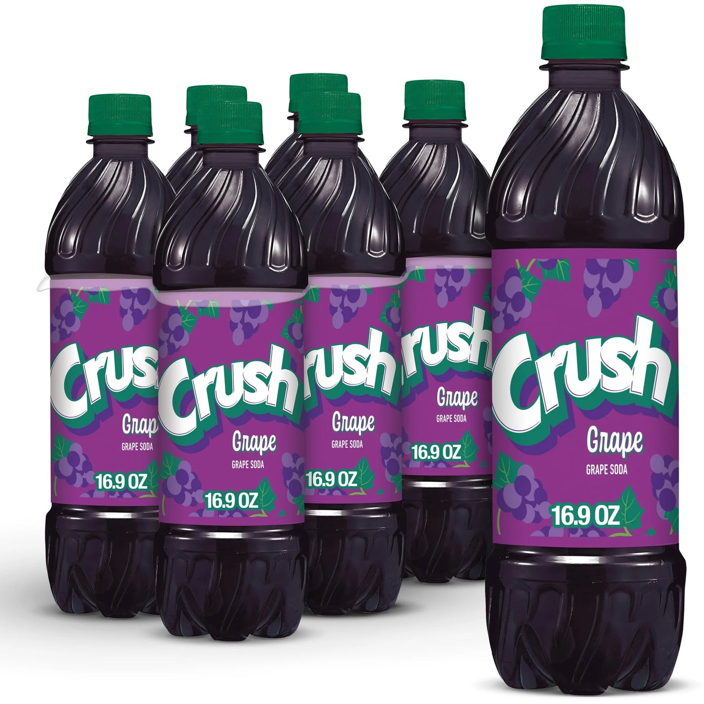 Crush Caffeine Free Grape Soda Pop, 16.9 fl oz, 6 Pack Bottles