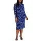 Kasper ROYAL BLUE/WHITE MULTI Women's Side-Pleated Printed Midi Dress