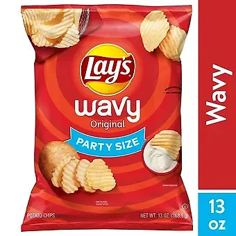 Lay's Lay's Wavy Original Potato Chips, Party Size, 13 oz Bag