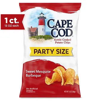 Cape Cod  Cape Cod Potato Chips, Sweet Mesquite Barbeque Kettle Cooked Chips, Party Size