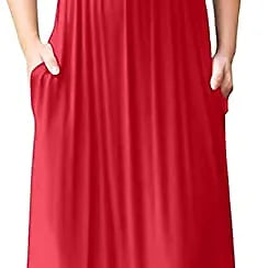 PCEAIIH Women Long Sleeve Loose Plain Maxi Pockets Dresses Casual Long Dresses