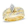 Marquise Composite Diamond Accent Beaded Bridal Set in 10K Gold