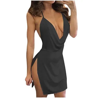 Mnycxen Women's Sexy Summer Dress Fashion Womens Sexy Deep V-Neck Halter Backless