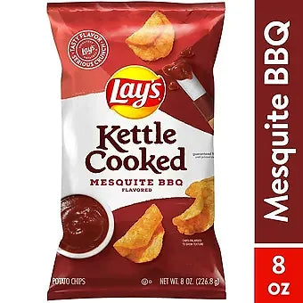 Lay's  Lay's Kettle Cooked Mesquite BBQ Flavored Potato Chips, 8 Oz.