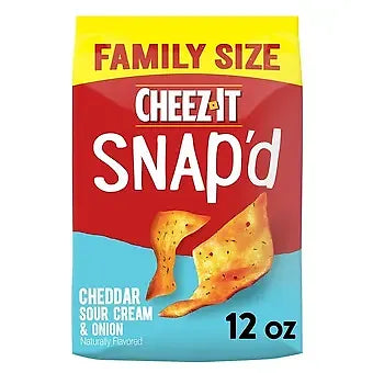 Cheez-It Snap'd Cheese Cracker Chips, Cheddar Sour Cream Onion, 12 Oz, Bag