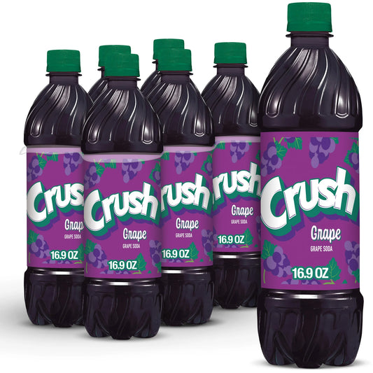 Crush Caffeine Free Grape Soda Pop, 16.9 fl oz, 6 Pack Bottles